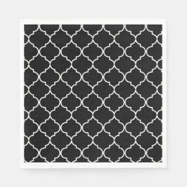 Guardanapo De Papel Padrão marroquino mediterrânico preto e branco