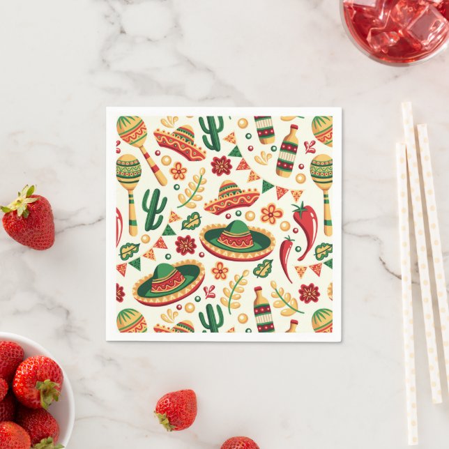 Guardanapo De Papel Padrão Mexicano Cinco De Maio  (Insitu)