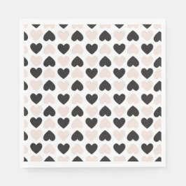 Guardanapo De Papel Padrão Moderno de Corações de Amor Preto Rosa