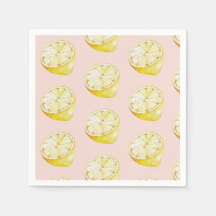 Guardanapo De Papel Padrão moderno de limões cor-de-rosa e amarelo