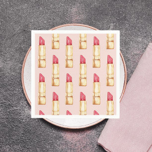 Guardanapo De Papel Padrão Moderno de Pink e Lábpau Vermelho Cinza