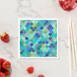 Guardanapo De Papel Padrão Mosaico Marroquino Aqua Azul