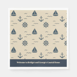 Guardanapo De Papel Padrão náutico com derivação de veleiro de âncora