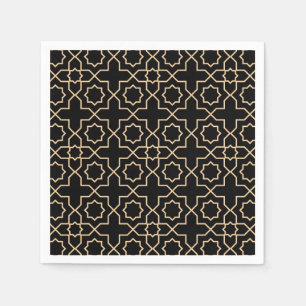 Guardanapo De Papel Padrão negro de ouro islâmico árabe