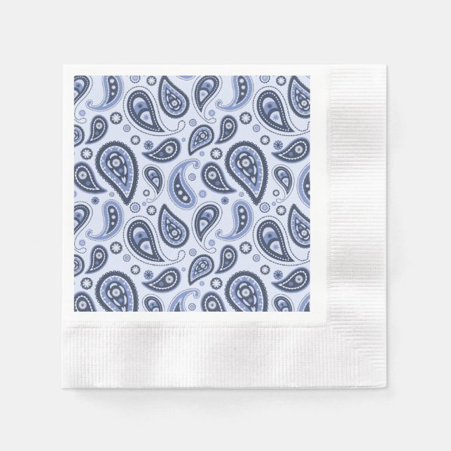 Guardanapo De Papel Padrão Paisley Azul (Frente)