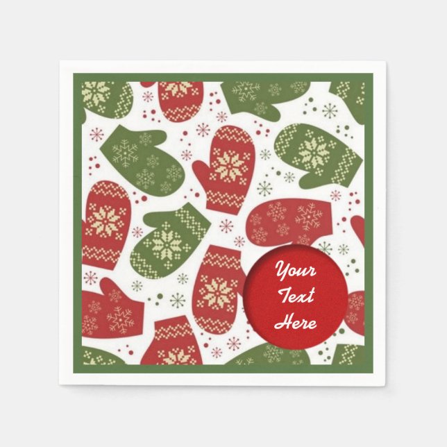 Guardanapo De Papel Padrão personalizado de Mittens de Natal Napkins (Frente)