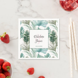 Guardanapo De Papel Padrão Personalizado de Palm Frond de Casamento Tr
