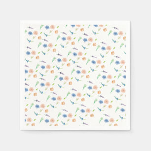 Guardanapo De Papel Padrão Pintado com Aquarela de Flores Silvestres P