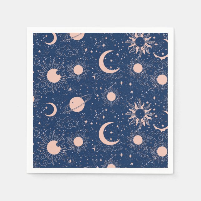Guardanapo De Papel Padrão Planetas e Estrelas (Frente)
