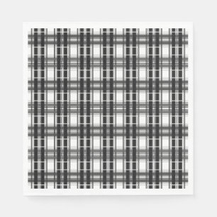 Guardanapo De Papel Padrão preto e branco Geometria do Tartan verifica
