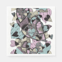 Padrão Quadrado de Corações Zentangle Pastel Capri