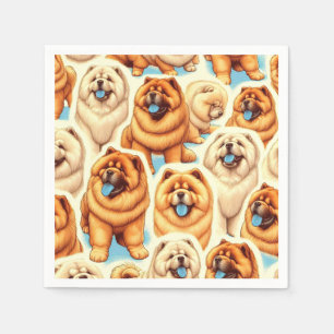 Guardanapo De Papel Padrão Retro Chow-Chow Sem Vista
