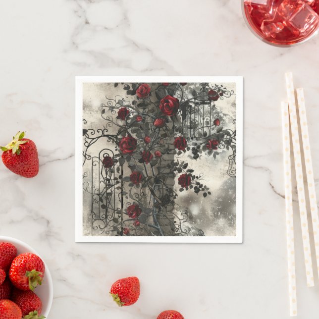 Guardanapo De Papel Padrão Rosa de Jardim Gótico Vitoriano (Insitu)