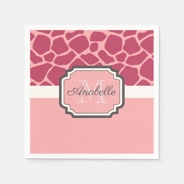 Guardanapo De Papel Padrão Rosa Girafa (Frente)