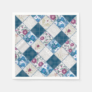 Guardanapo De Papel Padrão rústico da moda azul de restos de tecido