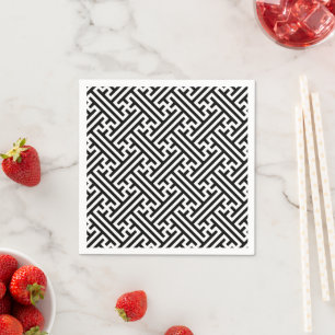 Guardanapo De Papel Padrão Sayagata, japonês, preto e branco