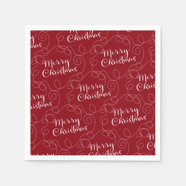 Guardanapo De Papel Padrão sem costura branco CHRISTMAS com LINHAS (Frente)