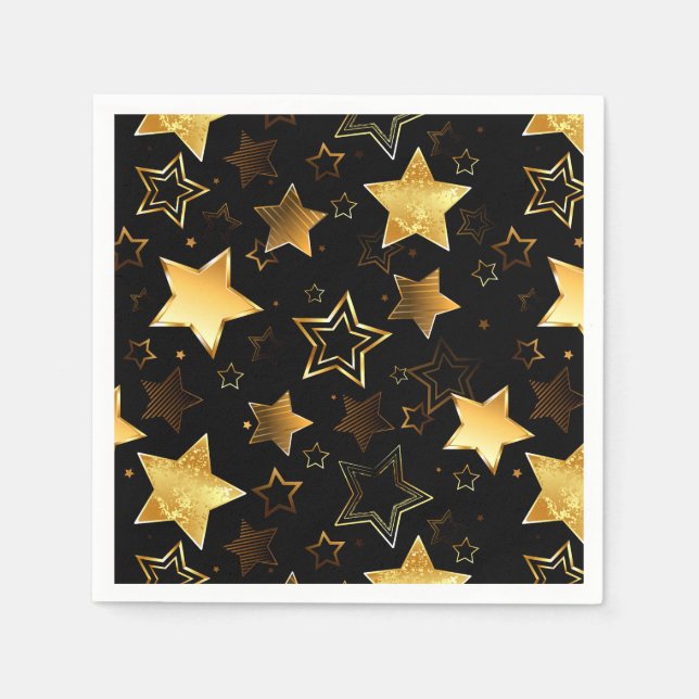 Guardanapo De Papel Padrão sem costura com estrelas de Ouro (Frente)