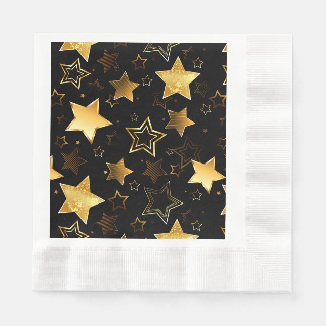 Guardanapo De Papel Padrão sem costura com estrelas de Ouro (Frente)