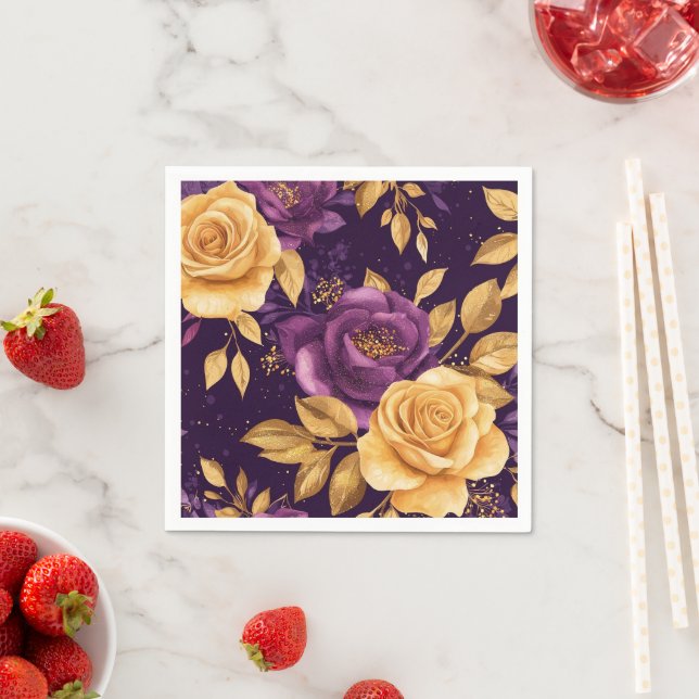 Guardanapo De Papel padrão sem costura com flores roxas (Insitu)
