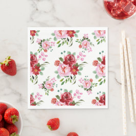 Guardanapo De Papel Padrão Sem Costura de Cores Vermelhos e Rosa
