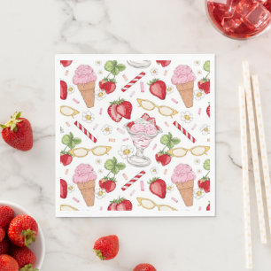 Guardanapo De Papel Padrão Sundae de Morango