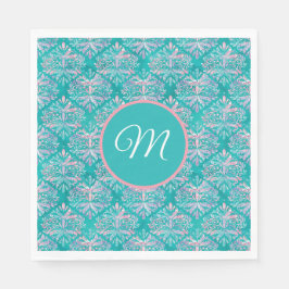 Guardanapo De Papel Padrão Teal Monograma Napkins