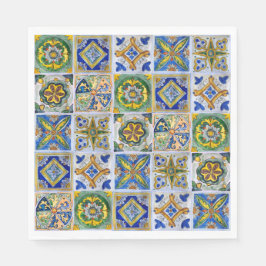 Guardanapo De Papel Padrão tradicional de Azulejos cerâmicos siciliano
