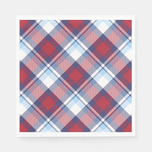 Guardanapo De Papel Padrão Tradicional de Tartan Azul Branco Vermelho 