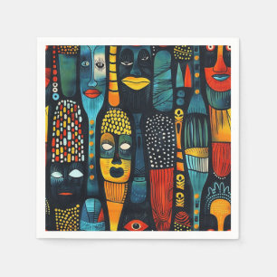 Guardanapo De Papel Padrão tribal africano com ídolos.