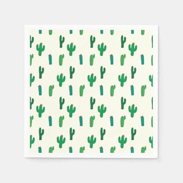 Guardanapo De Papel Padrão Verde Brilhante de Cactus (Frente)