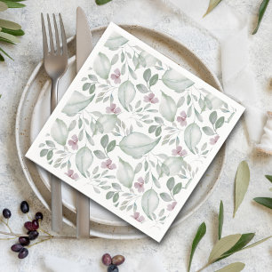 Guardanapo De Papel Padrão Verde de Aquarela Verde Sage