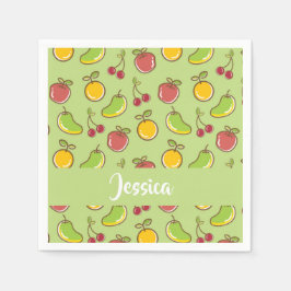 Guardanapo De Papel Padrão verde de frutas de verão frescas