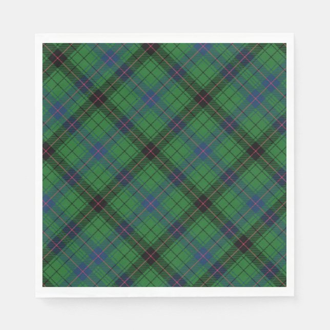 Guardanapo De Papel Padrão Verificado de Tartan Clan Davidson Green (Frente)