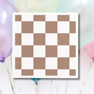 Guardanapo De Papel Padrão verificado em branco e Mocha Mousse
