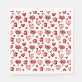 Guardanapo De Papel padrão vermelho com coração para dia de os namorad