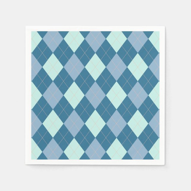 Guardanapo De Papel Padrão Vintage Argyle Azul (Frente)
