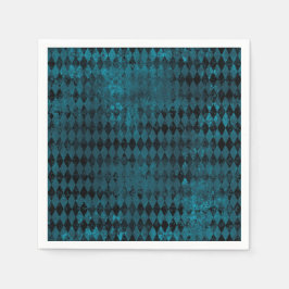 Guardanapo De Papel Padrão Vintage Blue & Black Harlequin