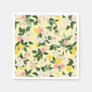 Guardanapo De Papel Padrão Vintage Lemon & Blossom em amarelo