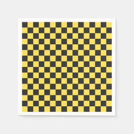 Guardanapo De Papel Padrão xadrez amarelo e preto