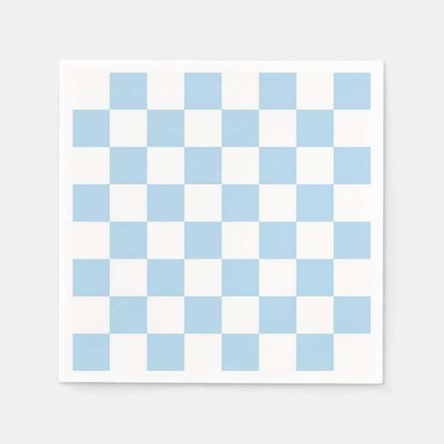 Guardanapo De Papel Padrão Xadrez Azul Claro e Branco (Frente)