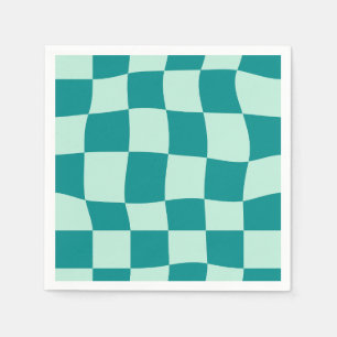 Guardanapo De Papel Padrão Xadrez Azul Groovy Retro
