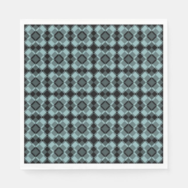 Guardanapo De Papel Padrão Xadrez Azul Preto Argyle (Frente)