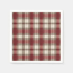 Guardanapo De Papel Padrão Xadrez Clássico Marrom Marfim Vermelho Ferr