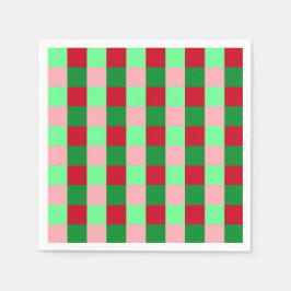 Guardanapo De Papel Padrão Xadrez de Natal Contemporâneo