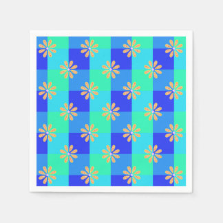 Guardanapo De Papel Padrão Xadrez Floral Amarelo Retro