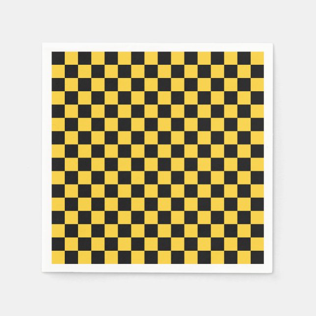 Guardanapo De Papel Padrão xadrez preto e dourado (Frente)