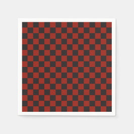 Guardanapo De Papel Padrão xadrez preto e vermelho profundo