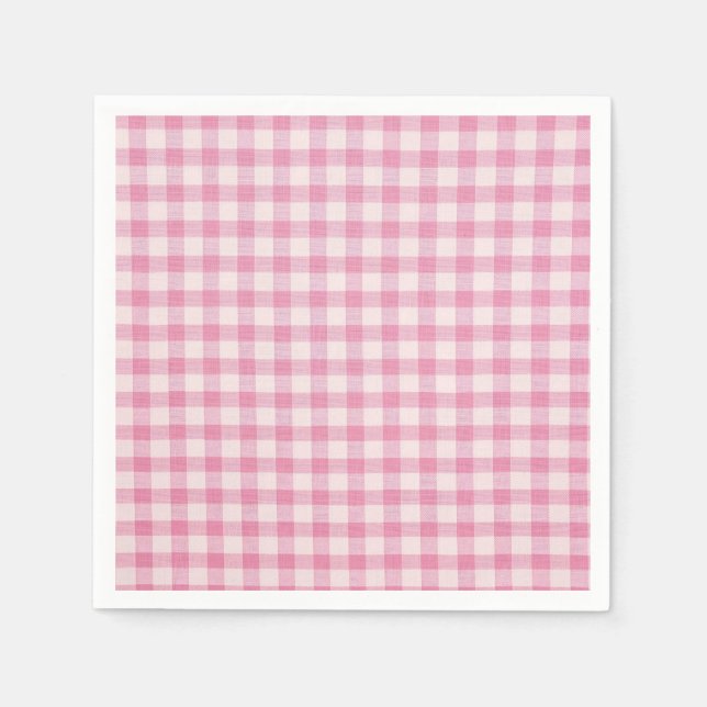 Guardanapo De Papel Padrão Xadrez Rosa Bebê (Frente)