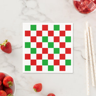 Guardanapo De Papel Padrão Xadrez Vermelho Branco Verde Design
